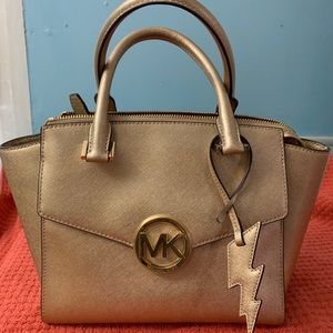 *SOLD* Michael Kors Gold Saffiano Leather Satchel